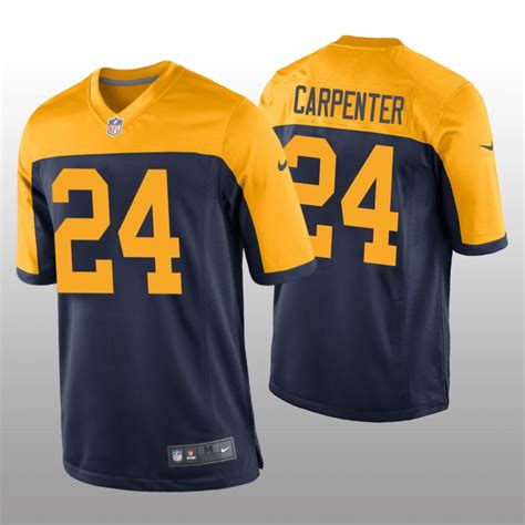 Green Bay Packers Tariq Carpenter Navy Jersey Throwback Game – Men’s ...