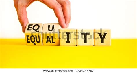 Equity Equality Symbol Businessman Turns Wooden Stock Photo 2234345767