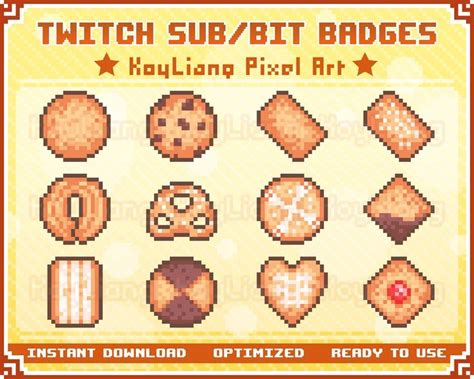 Cute Pixel Sub Badges Or Bits Tier Badges For Twitch Streaming Butter