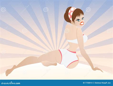 Cartoon Pinup Girl In Bikini Stock Vector Illustration Of Erotic