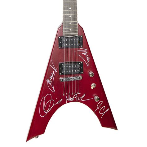 Maroon 5 Band Signed Kramer Red Flying V Strut Styled Guitar Artist