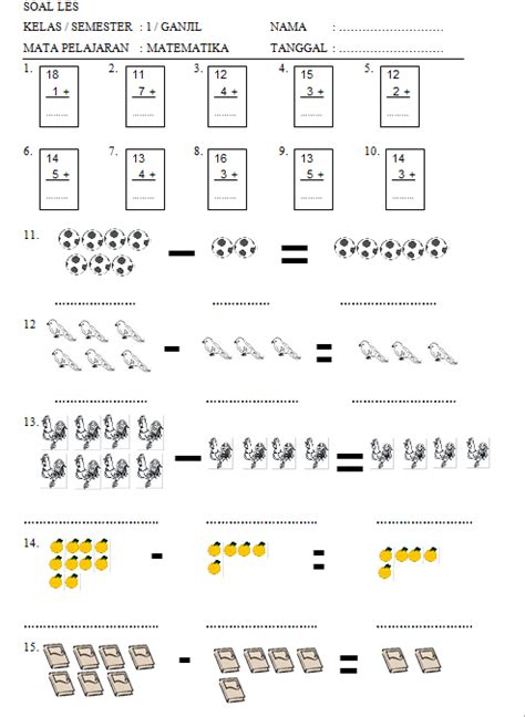 Latihan Matematika Kelas 1 SD - Contoh Soal dan Jawaban