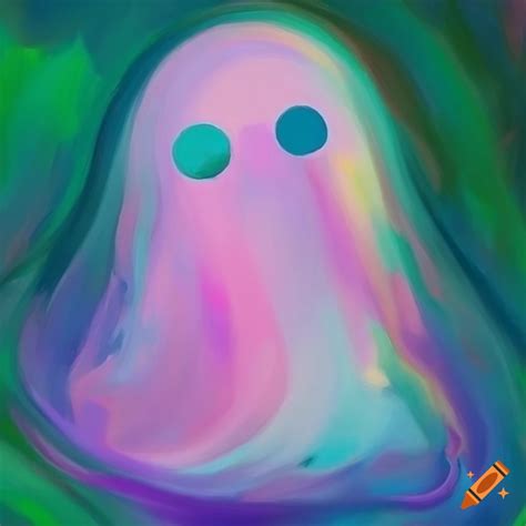 Abstract Whimsical Ghost With Pastel Details