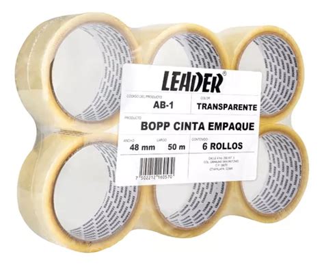 Cinta Adhesiva Transparente Empaque Leader Mm X M Pza