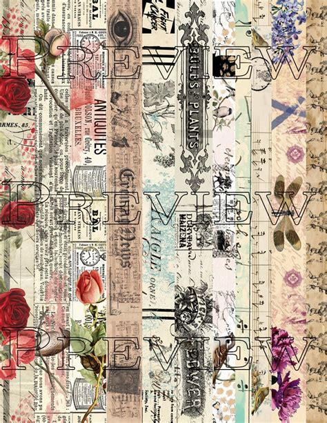 Washi Tape Printable Junk Journal Printable No 92 Etsy