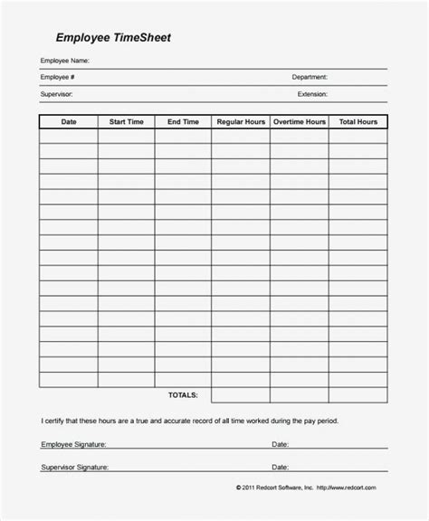 Redcort Timesheet Calculator Employee Time Tracking Template Project ...