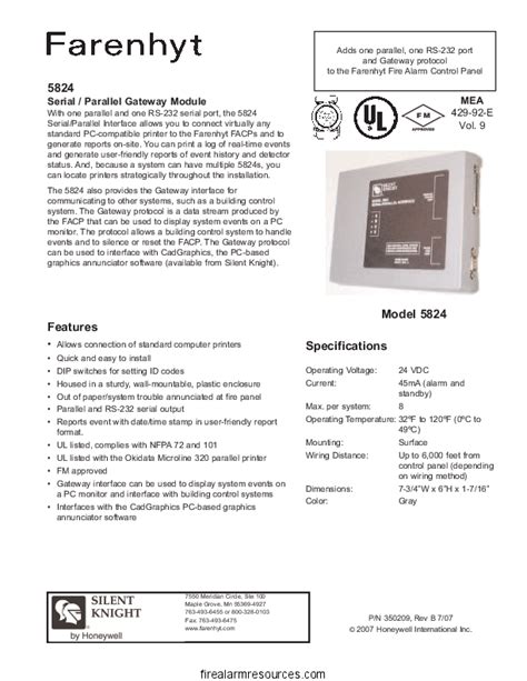 Farenhyt 5824 Serial Parallel Module Fire Alarm Resources