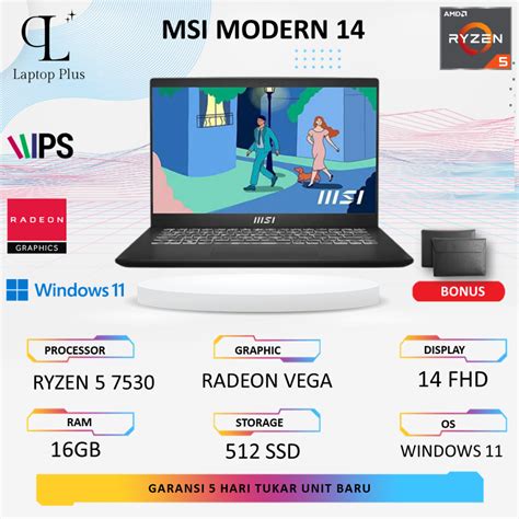 Jual Laptop Msi Modern Ryzen Gb Gb Radeon Vega Fhd Ips