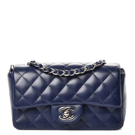 Chanel Caviar Quilted Mini Rectangular Flap Navy Blue Fashionphile