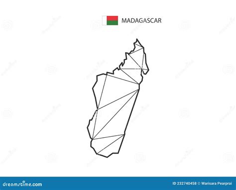 Mosaic Triangles Map Style Of Madagascar Isolated On A White Background