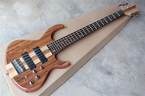 Factory Custom Strings Natural Wood Color Electric Bass Guitar With