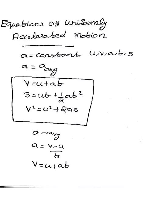 Equations Of Uniformly Accelerated Motion University Of Waterloo