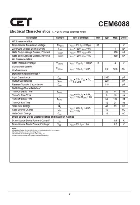 Cem Datasheet Dual N Channel Enhancement Mode Field Effect Transistor