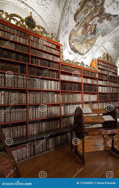 Medieval Library Of Strahov Monastery Stock Image Image Of Volumes