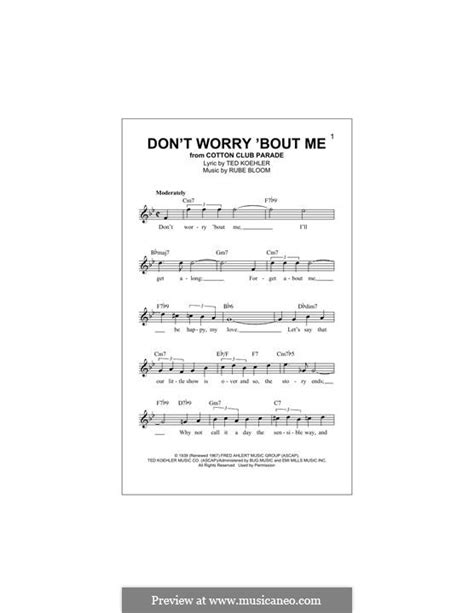 Don T Worry Bout Me Frank Sinatra By R Bloom Sheet Music On MusicaNeo