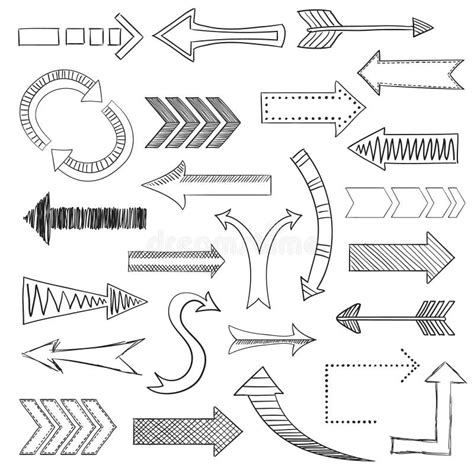 Hand Drawn 3d Arrows Vector Black Icon Set Stock Vector Illustration