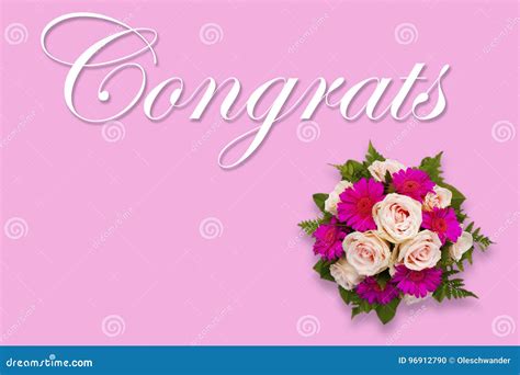 Romantic Floral Congrats Card with Flower Bouquet Stock Illustration ...