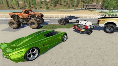 Washing Millionaires Race Cars And Monster Truck Farming Simulator 19