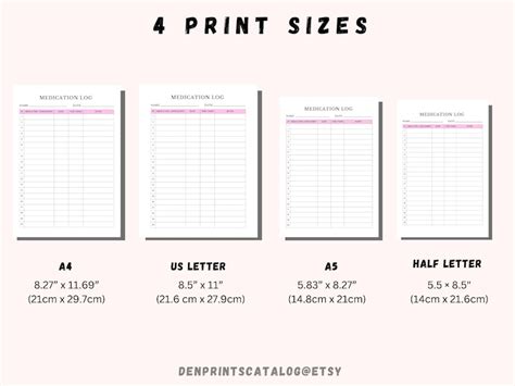 Printable Medication Log Ready To Print Medication Log Chart Etsy