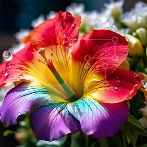 Stunning Picture Of A Colorful Hibiscus Flower With Water Droplets