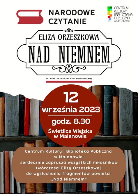 Narodowe Czytanie Nad Niemnem Eliza Orzeszkowa Malanów Online