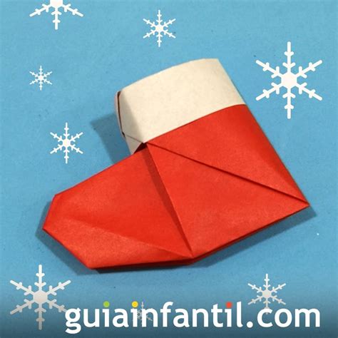 Una bota de papá Noel en origami