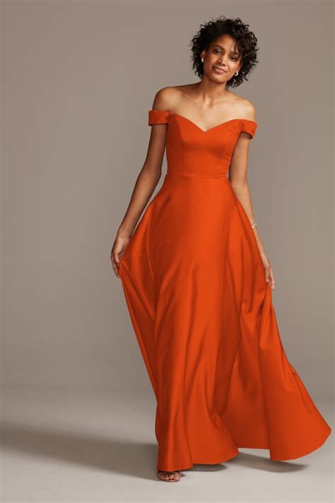 Buy Burnt Orange Off The Shoulder Dress In Stock