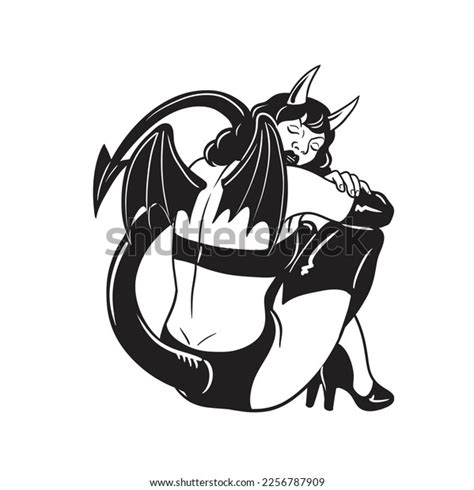 Sexy Devil Girl Vector Handdrawn Illustration Stock Vector Royalty