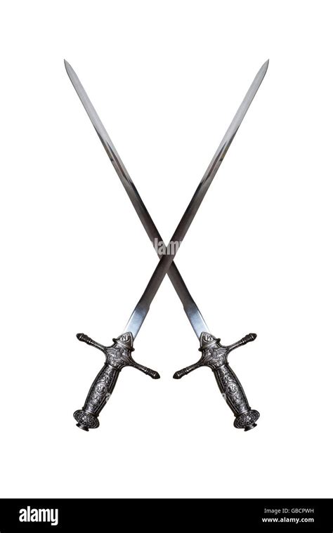 two crossed medieval swords Stock Photo - Alamy