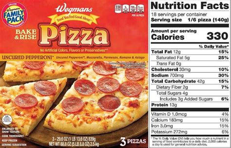 The Updated Nutrition Facts Label As Seen On Wegmans Uncured Pepperoni Bake And Rise Pizza Image