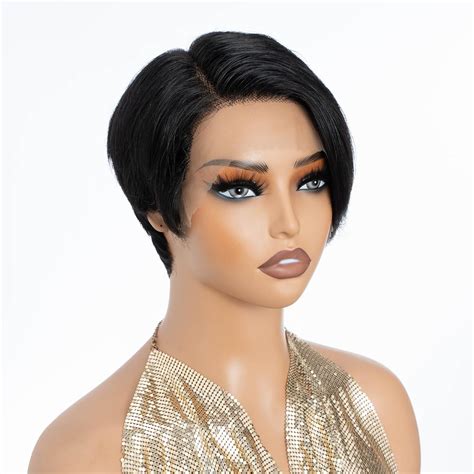 Amazon DÉBUT Human Hair Pixie Wig Side Part Lace Front Wigs with