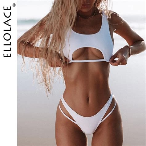 Ellolace Bikini Badkl Der F R Kvinnor Sexig High Cut Summer Sun Beach