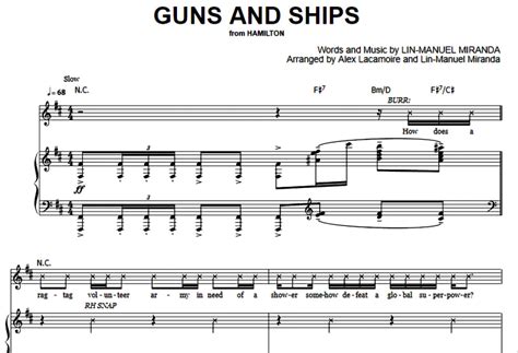 Hamilton-Guns And Ships Free Sheet Music PDF for Piano | The Piano Notes