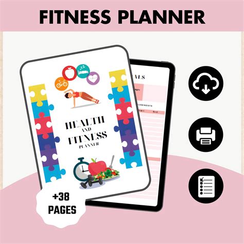 Fitness Planner Printable Planner Digital Fitness Planner Glow Up