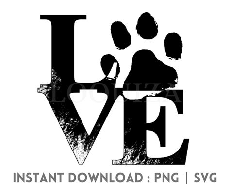 Love Paw Print Svg Love Dog Paw Svg Dog Love Svg Love Etsy