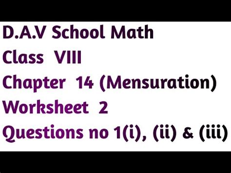 Mensuration Math Class Dav Math Mensuration Class Mensuration