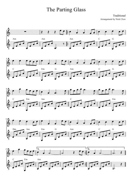 The Parting Glass By Traditional Acoustic Guitar Digital Sheet Music Sheet Music Plus