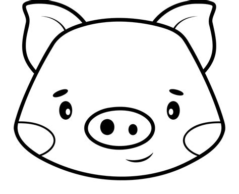 Coloring book or page for kids. Pig black and white outline ...