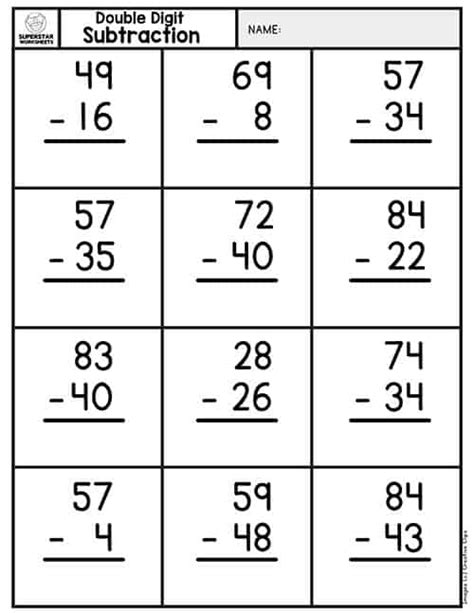 Grade Two Digit Subtraction Worksheet