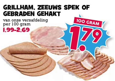 Grillham Zeeuws Spek Of Gebraden Gehakt 100g Aanbieding Bij Boon S Markt