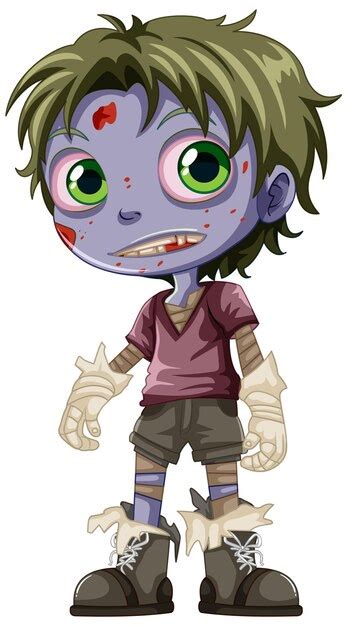 Personaje De Dibujos Animados De Zombies De Piel P Rpura Vector Premium