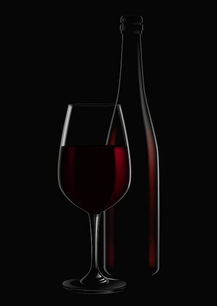 Premium Vector Vector Illustration Of A Bottle And A Glass Of Red