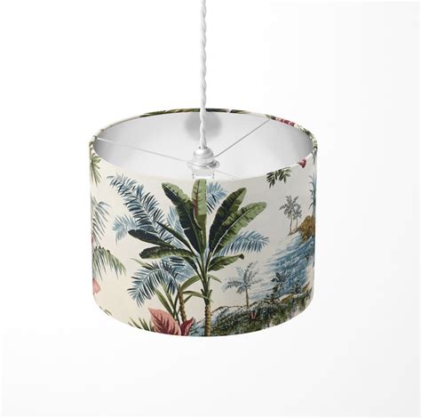 Tropical Lampshade Palm Tree Lamp Shade Leaf Print Exotic Lamp Shade Toilesfabrics