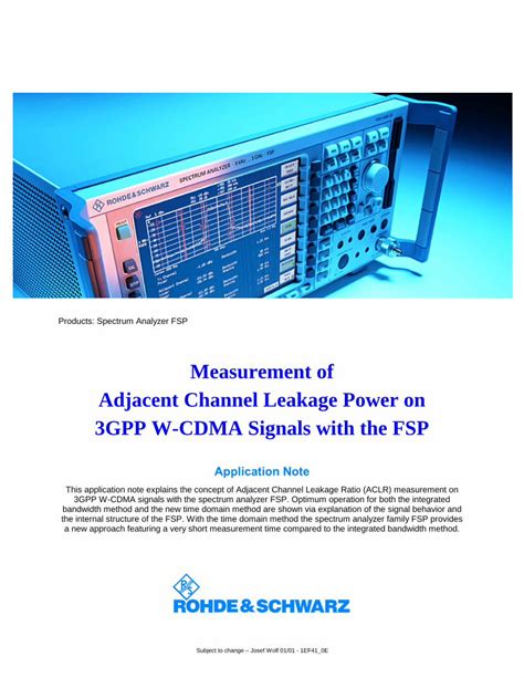 PDF Measurement Of Adjacent Channel Leakage Power On 3GPP Cdn