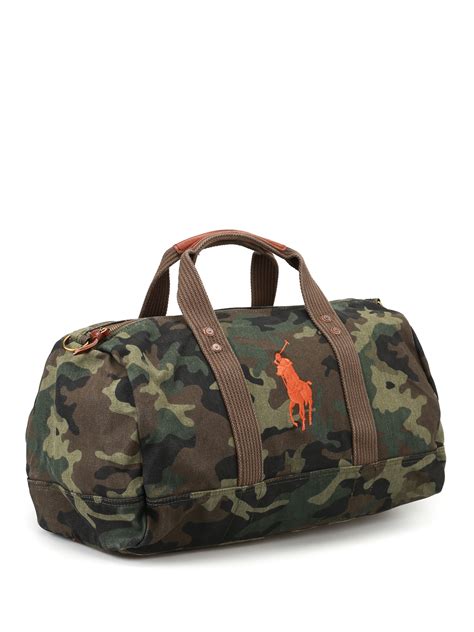 Luggage And Travel Bags Polo Ralph Lauren Orange Logo Camu Duffle Bag