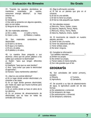 Examen Bimestral 5to Grado Bloque 4 PDF