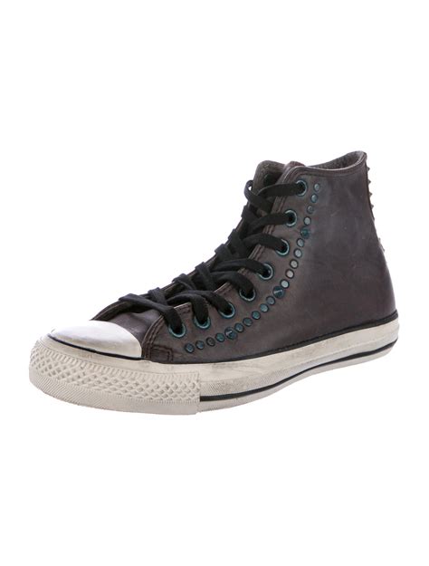 Converse By John Varvatos Leather Embellished Sneakers Grey Sneakers