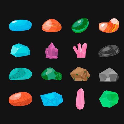 Premium Vector Set Of Colored Natural Mineral Gem Stones Vector