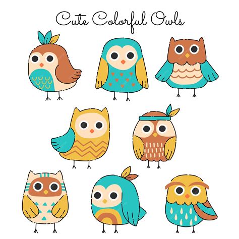 Premium Vector Cute Colorful Owls