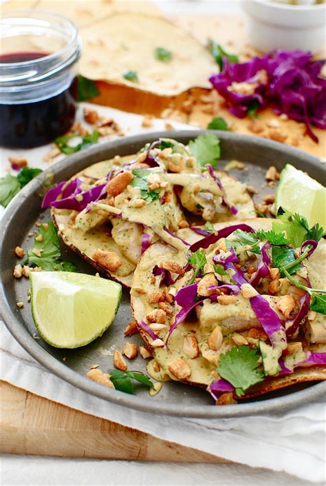 Thai Peanut Chicken Tostadas Bev Cooks